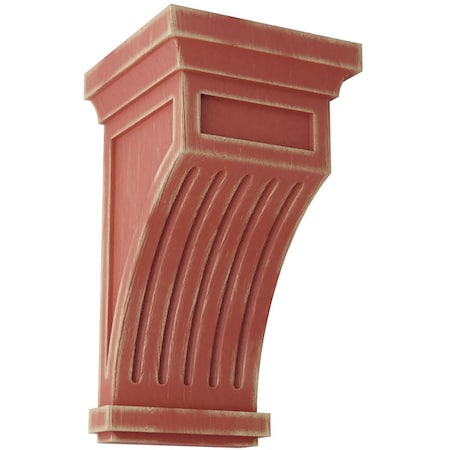 5 1/2W X 5 1/2D X 10H Fluted Wood Vintage Decor Corbel, Salvage Red